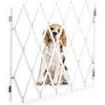 Relaxdays Hundegitter, ausziehbar bis 118 cm, 69-82,5 cm hoch, Hunde Schutzgitter für Treppe & Tür, Weiß