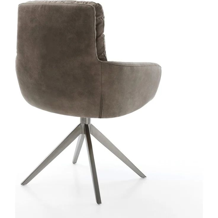 Drehstuhl Abelia-Flex mit Armlehnen Mikrofaser Taupe Vintage Kreuzgestell breit Graphit 360° drehbar Wippfunktion – Bild 5
