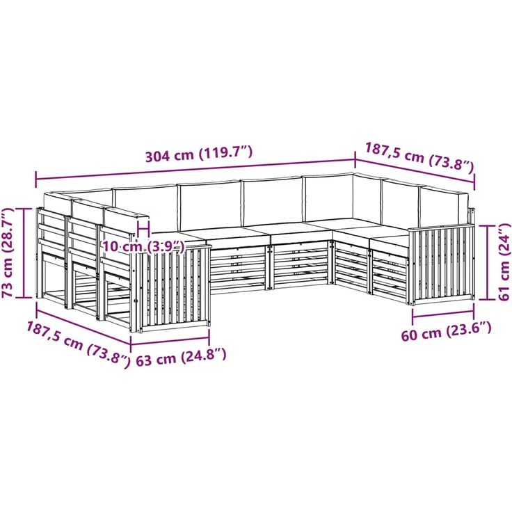 vidaXL Sofagarnituren Massivholz Akazie 3392502 – Bild 8