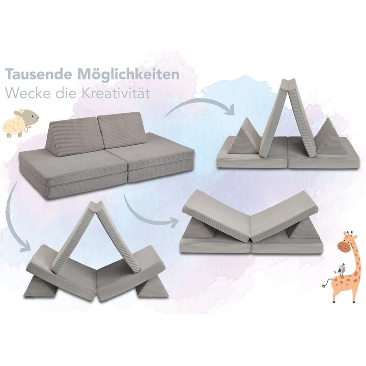XDREAM Kindersofa Abenteuersofa, Spielsofa, aus Schaumstoff, individuell kombinierbar, 4 Teile, Kinderspielcouch, klappbar und vielfältig verwendbar – Bild 2