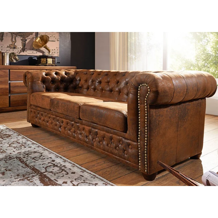 Sofa 203x86x72 braun CHESTERFIELD – Bild 2