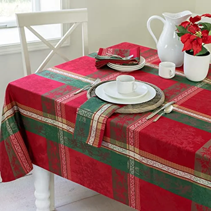 Benson Mills Holiday Legacy garngefärbte Jacquard-Tischdecke, Feiertags-, Winter- und Weihnachts-Tischdecke (Mehrfarbig, 132,1x177,8 cm, rechteckig) – Bild 3
