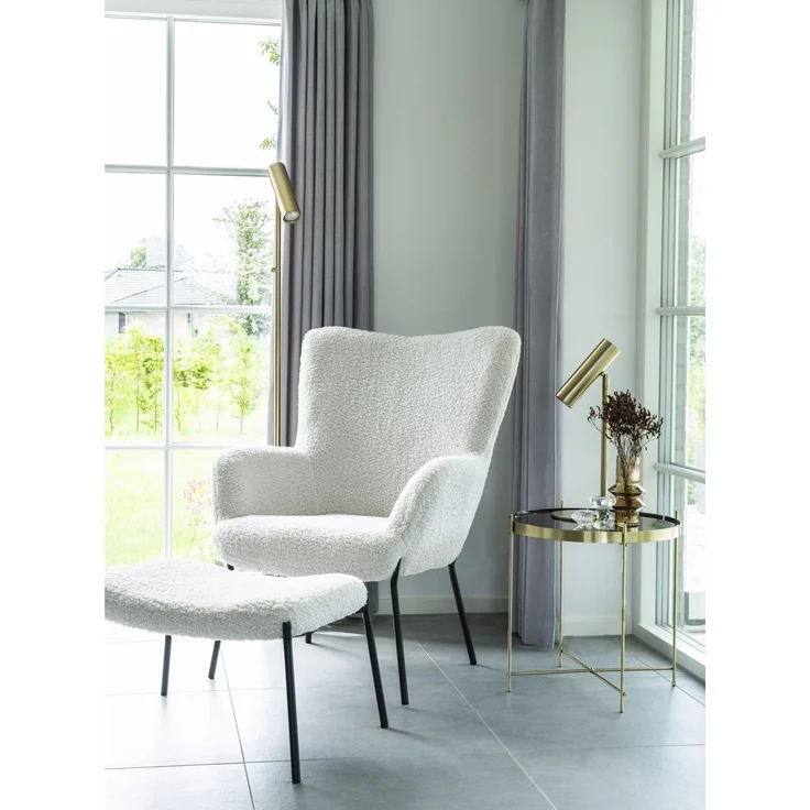 Fußhocker >Glasgow< in Weiss, Stoff - 61x36x41cm (BxHxT) – Bild 7