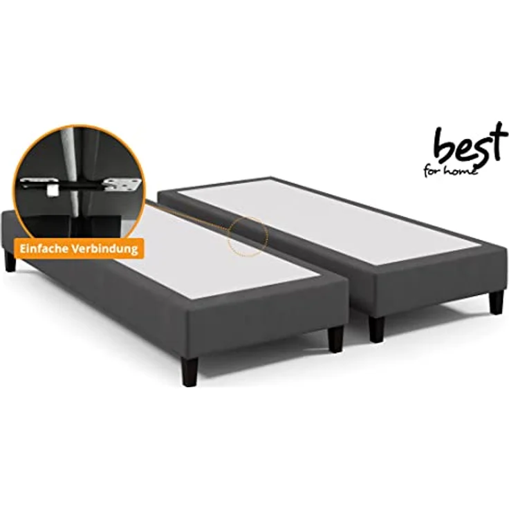 Best for Home Boxspringbett Hotelbett, Gästebett, Rahmenbett, Einzelbett, Bettgestell, Massivholz (Seniorebett, Matratze, Jugendbett, Kinderbett, 70x200 80x200 90x200 100x200 cm), Komfortbett, Boxspringgestell, TOP Preis-Leistungs-Verhältnis – Bild 5