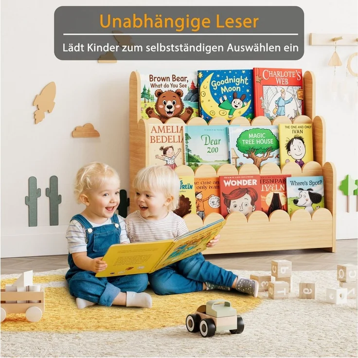 SpaceAid Bücherregal 3-stöckiges Kinderregal, Montessori-Bücherregal für Kleinkinder, 27T x 75B x 70H cm – Bild 2