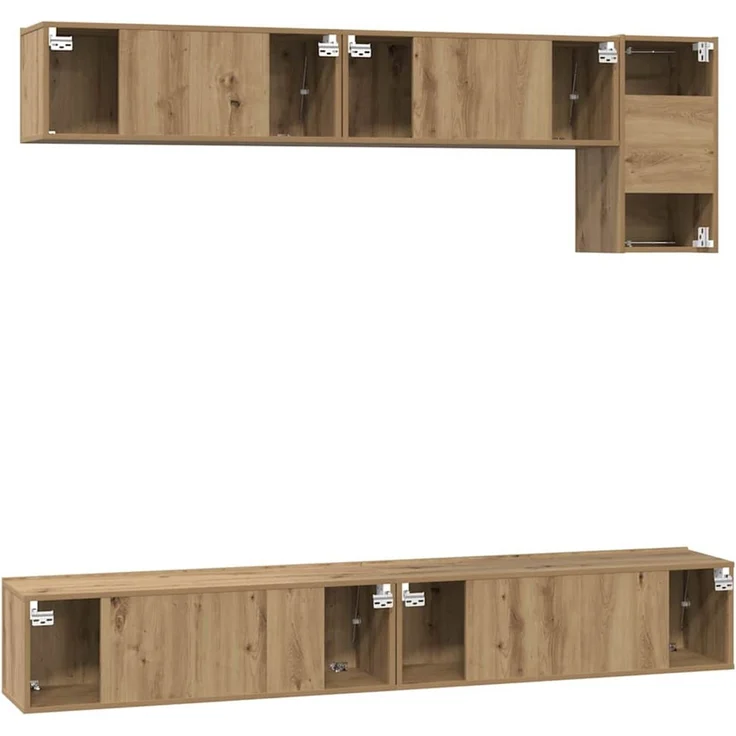 vidaXL TV-Schrankset Wandmontiert 5 pcs Artisan-Eiche Holzwerkstoff 3393197 – Bild 9