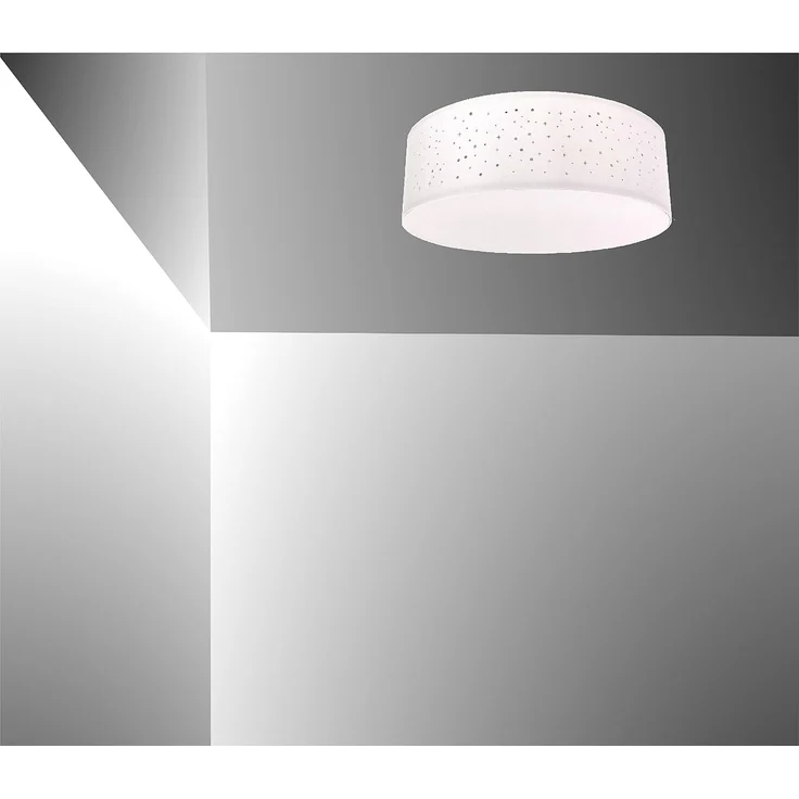TRANGO LED Deckenleuchte, 3141 Deckenstrahler mit 50cm Ø Sternenhimmel Stoffschirm in *WEISS* rund inkl. 3x E27 Lampenfassung für LED (ohne Leuchtmittel) für Wohnzimmer, Schlafzimmer Flur Gästezimmer Deckenlampe Schlafzimmerlampe, Bürolampe – Bild 3