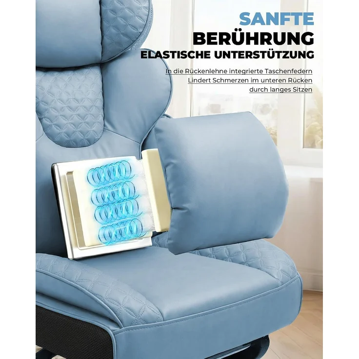 COMHOMA Gaming-Stuhl Ergonomischer Bürostuhl 180 kg, mit Lendenstütze & Fußstütze, 150° verstellbare Rückenlehne, hoher Chefsessel – Bild 2
