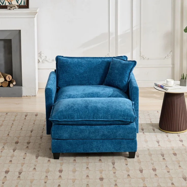 ZUBALIYA Sofa mit LED - Beleuchtung, mit Chenille - Bezug, mit Cordbezug, modular aufgebaut, aus Chenille, für Wohnzimmer und Apartments – Bild 9