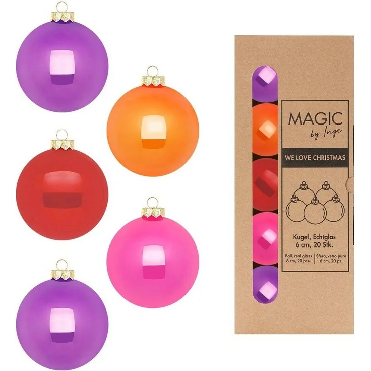 MAGIC by Inge Weihnachtsbaumkugel, Weihnachtskugeln Glas 6cm 20 Stück - Party Time – Bild 3