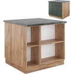 Kücheninsel Fame-Line Grün-Gold Landhaus/Goldkraft Eiche 90 cm mit Schublade, ohne Arbeitsplatte Vicco