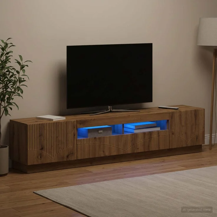 vidaXL LED-TV-Schrank HOORN 3 stk. Artisan-Eiche Holzwerkstoff 3416851 – Bild 3