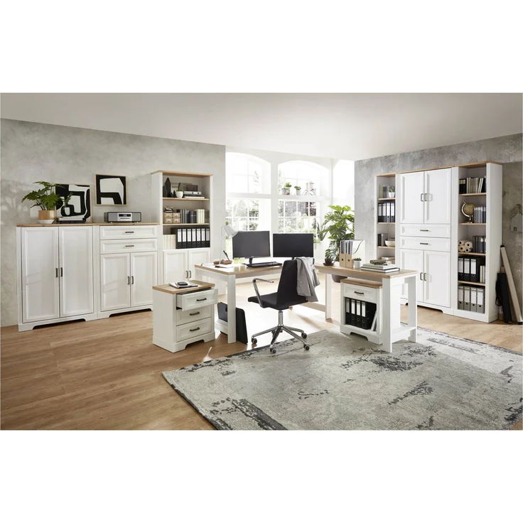 Büroschrank Stauraumelement JASMIN 02 Pinie weiß Nachbildung – Bild 5