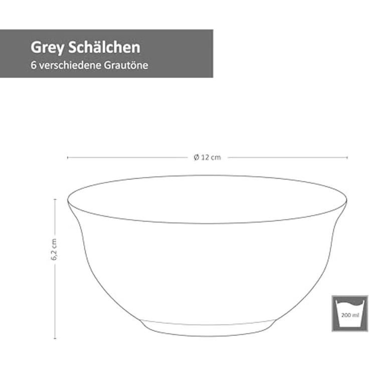 MamboCat Servierschale 6er Set Snack-/Dipschale Grey 12 cm - 24326864, Steingut – Bild 5