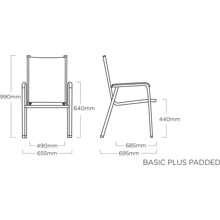 Kettler Stapelsessel Basic Plus padded silber/anthrazit Stapelstuhl 69,5x65,5x99 cm – Bild 3