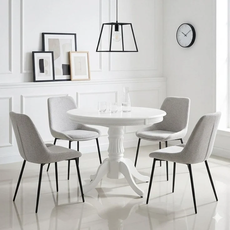 designimpex Esstisch Esstisch HAW-111 rund ausziehbar Weiß Massiv Tisch Echtholz Esszimmer, Esstisch, Esszimmertisch, Küche, Tisch, Couchtisch, Wohnzimmertisch – Bild 2