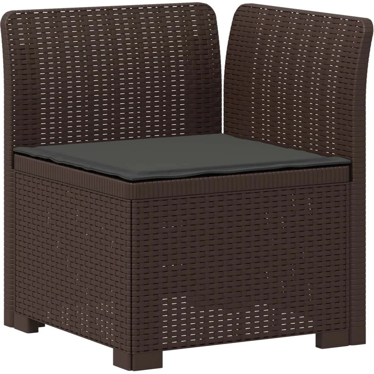 vidaXL 5-Sitzer Gartensofa mit Kissen Rattan-Look PP Braun 3443895 – Bild 5