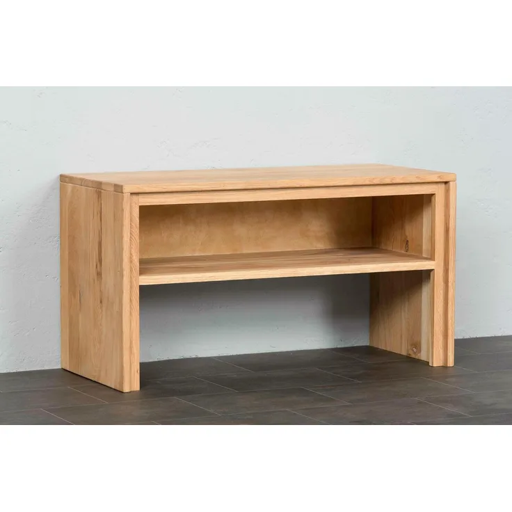 Woodline Garderobenbank Wildeiche Massivholz geölt, Basel Natur 91x40x49 cm