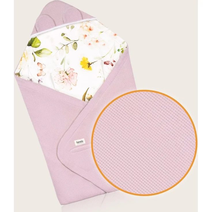 Lionelo TRAVEL Swaddle Blanket Warmes Babytuch für Kindersitz, Tragetasche, Kinderwagen, Ganzjährig, Weiche Babydecke 90x90 cm, Klettverschluss, 100% Baumwolle – Bild 2