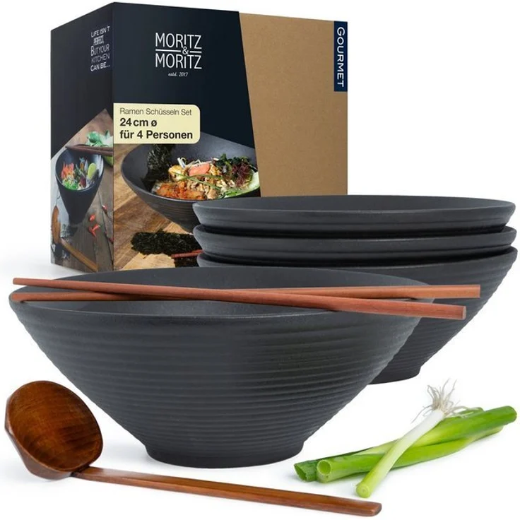 Moritz & Moritz Suppenschüssel 4x Ramen Schüssel Keramik, Keramik, Sandelholz, (4er Set) – Bild 4