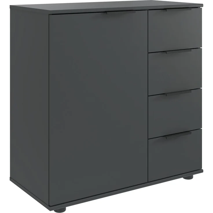 Schlafzimmer-Set >Tilburg< (5tlg.) Bett 168x92x210cm, Schrank, 2 Nachtkommoden, Kommode, Grafit – Bild 4