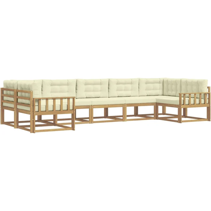 vidaXL Outdoor-Sofagarnitur 7 stk. 7-Sitzer Weiß und Creme 3386964 – Bild 2