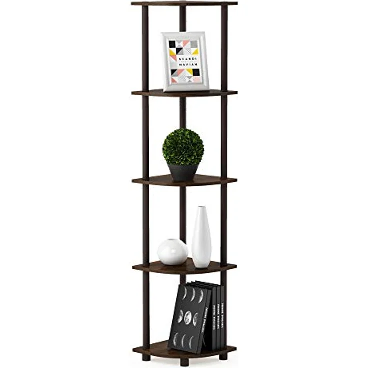 Furinno Eck-Mehrzweckregal mit 4 Fächern, holz, Walnuss/Braun, 29. 46x29. 46x146. 56 cm – Bild 2