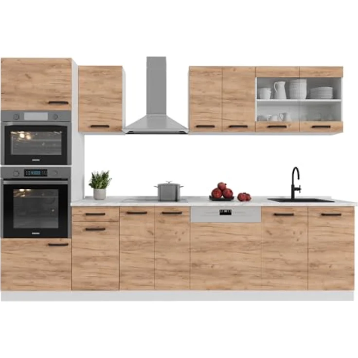 Küchenzeile R-Line Goldkraft Eiche/Weiß 300 cm AP Anthrazit Vicco – Bild 10