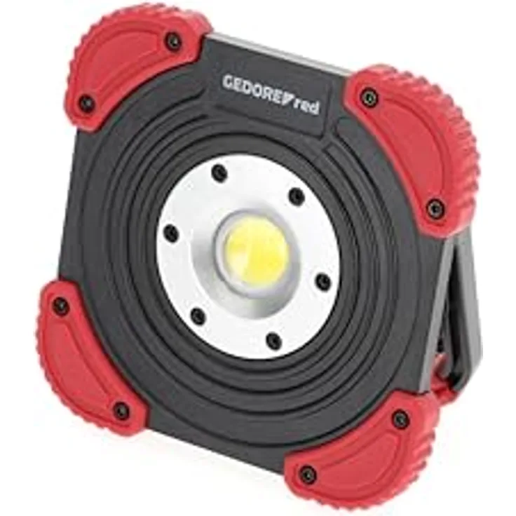 GEDORE red Strahler, LED Akku-Baustellenleuchte, 1400 Lumen, bis zu 6 h Leuchtdauer, IP 64 geschützt, mit integrierter Powerbank-Funktion