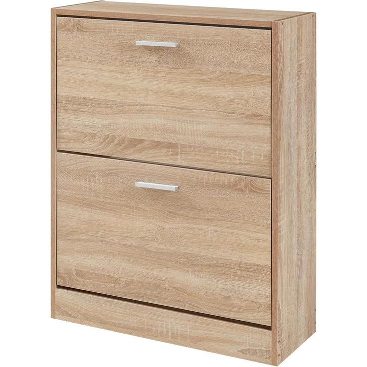 Schuhschrank Sykkylven 81x63x24 cm mit 2 Klappen Sonoma-Eiche [en. casa] – Bild 3