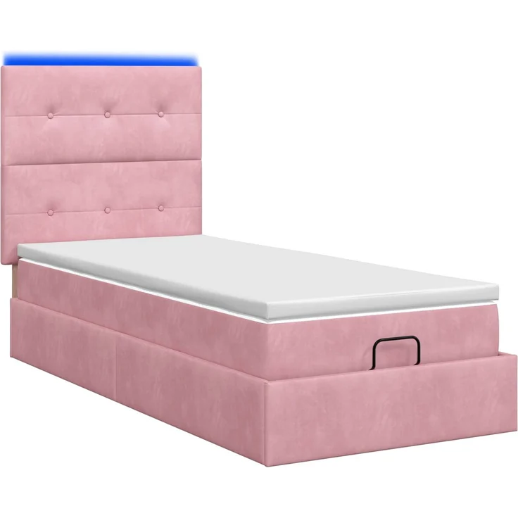 vidaXL Ottoman-Bett mit Matratze und LED Rosa 90 x 190 cm Samt 3458276 – Bild 9