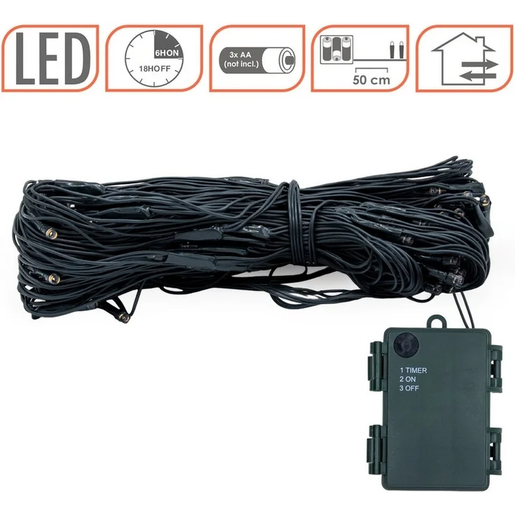 Spetebo LED-Lichternetz LED Lichternetz 1,5 m / 100 LED - Batterie, 100-flammig, Garten Deko Lichervorgang – Bild 2