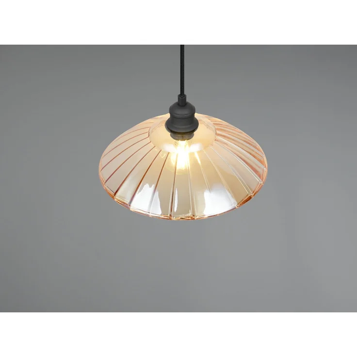 Pendelleuchte ELUNA einflammig, Schwarz mit Glasschirm Amber, Ø 29,5cm – Bild 6