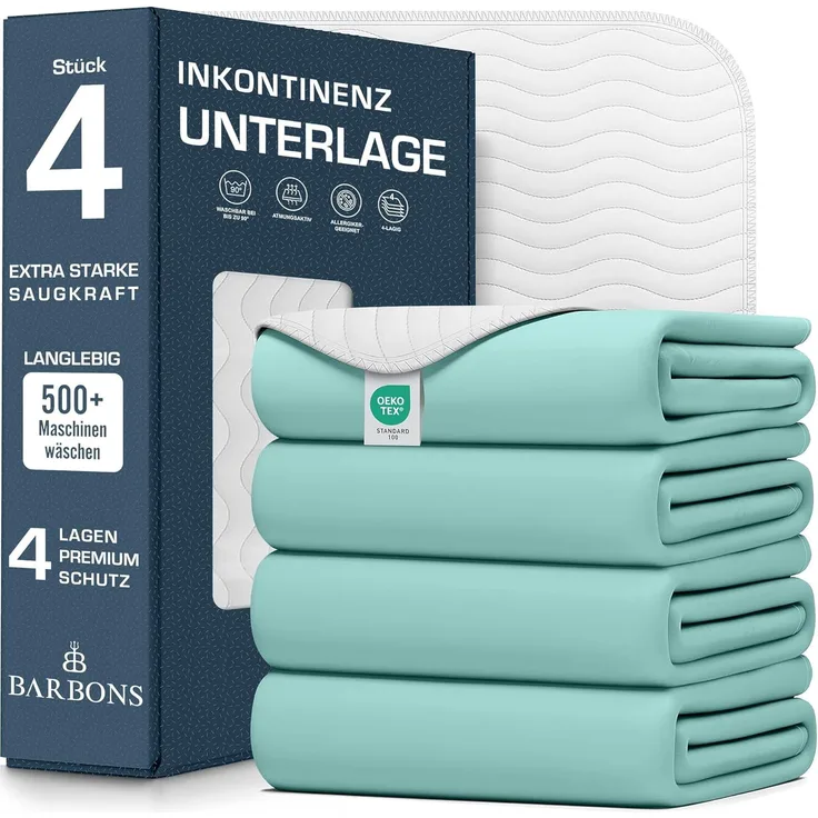 Barbons Inkontinenzunterlage waschbar Matratzenschutz 75x90 - wasserdichte Bett Inkontinenzauflage matratzenauflage Bettunterlage waschbar nässeschutz matratzenauflage (75x90 cm)