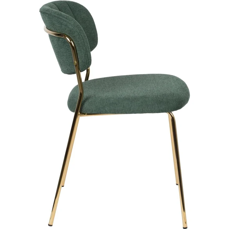 Esszimmerstuhl Jolien im 2er-Set, Dunkelgrün mit goldenem Metallgestell, Stoffbezug, für Wohnzimmer, 48 x 56 x 77 cm – Bild 3