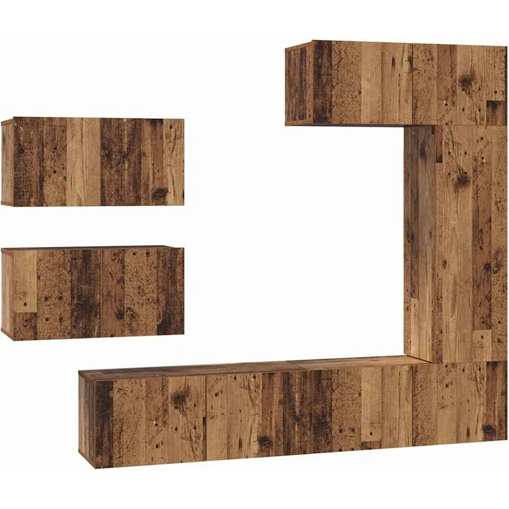 vidaXL TV-Schrankset Wandmontiert 6 pcs Altholz Holzwerkstoff 3393246 – Bild 2