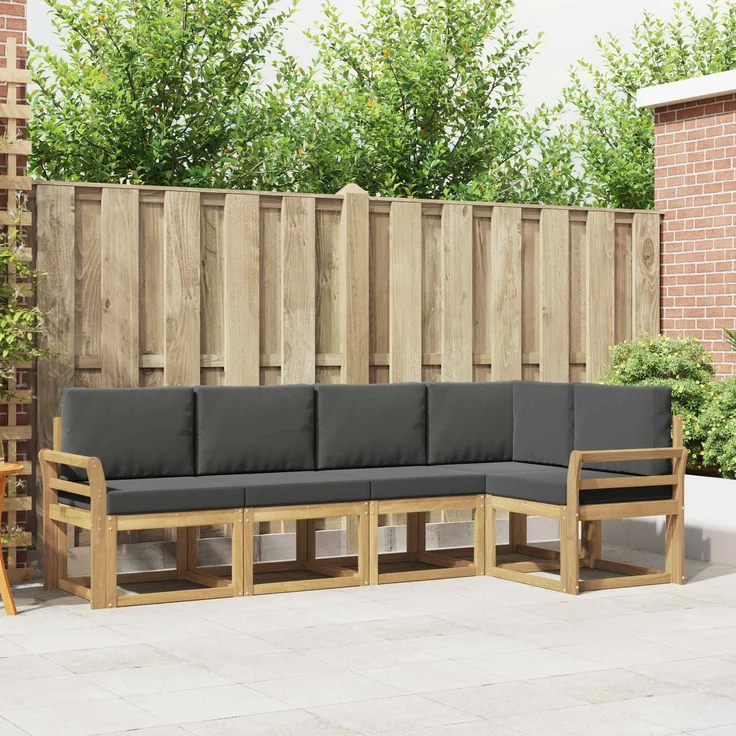 vidaXL Outdoor-Sofagarnitur 5 stk. 5-Sitzer Weiß und Anthrazit 3387631 – Bild 1