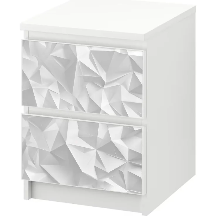 Sunnywall Möbelfolie passend für IKEA Malm Kommode Schrankfolie Aufkleber mit Origami Motiv, blasenfreie selbstklebende Folie (SCHRANK NICHT INKLUSIVE)