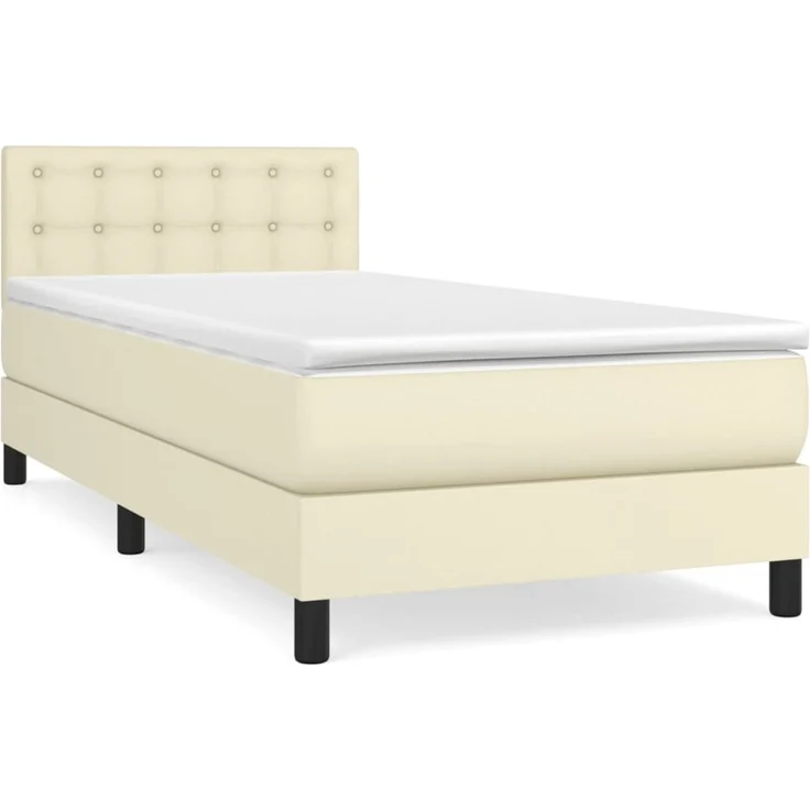 vidaXL Boxspringbett mit Matratze Creme 90x190 cm Kunstleder 3141097 – Bild 2