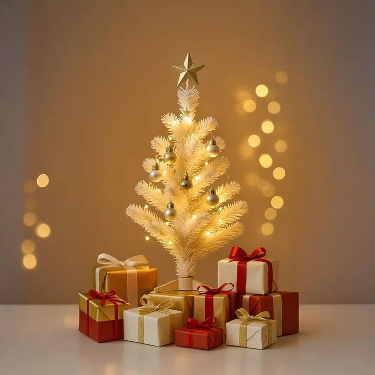 Künstlicher Weihnachtsbaum Weiß 30 und 60 cm – Deko Tannenbaum Weihnachten mit stabilem Standfuß – Nadelt nicht, ideal für Tisch & Fensterbank – Bild 1