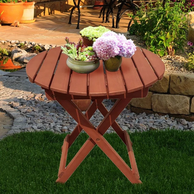 Tisch, Eukalyptus, rund , braun H 50 cm – Bild 6