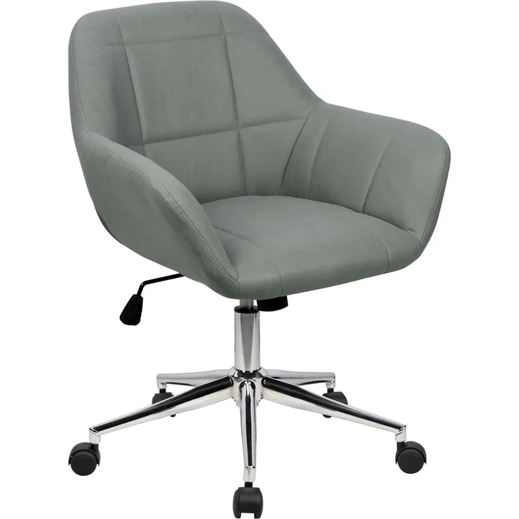 SVITA Schreibtischstuhl LILY, Höhenverstellbar, Bürostuhl mit Rollen, drehbar, Kunstleder, Grau