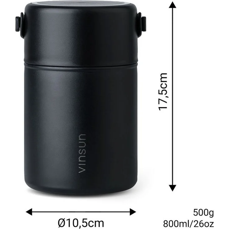 Vinsun Lunchbox Thermobehälter für Essen 800ml inkl. Löffel, doppelwandig isoliert, Edelstahl, BPA frei, auslaufsicher, bruchfest, für warme und kalte Speisen – Bild 3