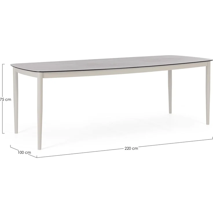 Gartenesstisch Nestor Aluminium, modern rechteckig, beige Morny, 220x100 cm, für 6-8 Personen – Bild 2