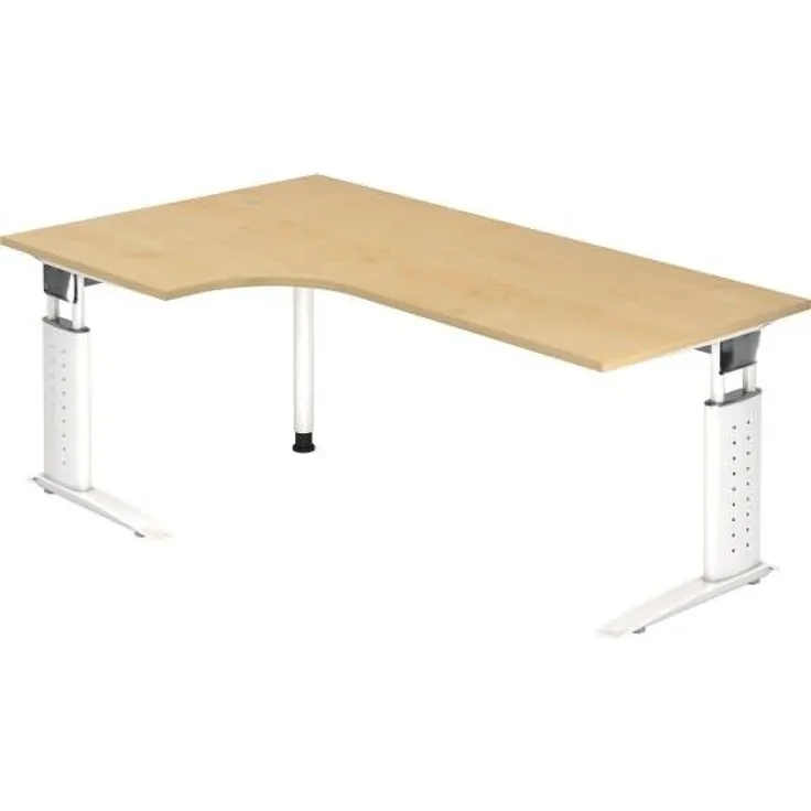 Winkeltisch US82 C-Fuß 200x120cm 90°Ahorn Gestellfarbe: Weiß