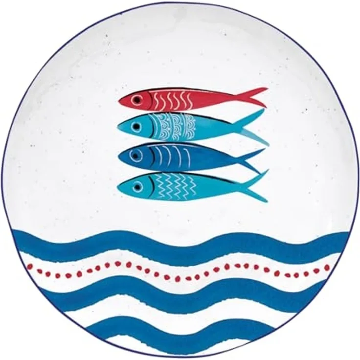 EasyLife Speiseteller Sardines Party, Spülmaschinengeeignet, Mehrfarbig, Motiv: Fische