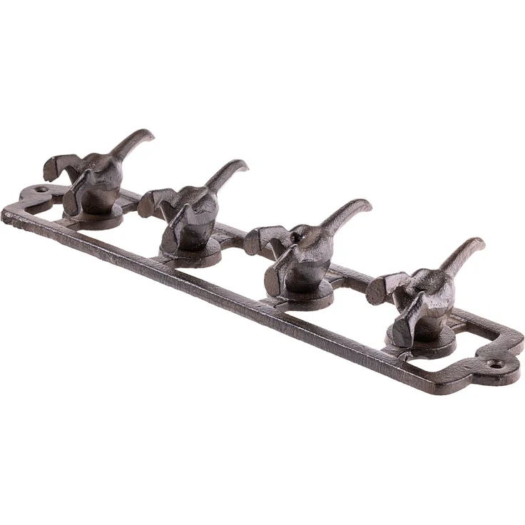 KADAX Hunde Hakenleiste aus Gusseisen 35 x 9 cm, Wandgarderobe mit 4 Haken für Hundeleinen, Halsbänder & Schlüssel, Garderobenleiste zur Wandmontage (Braun) – Bild 9
