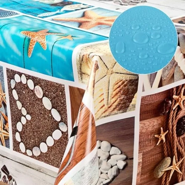 laro Tischdecke Wachstuch-Tischdecken Abwaschbar Strand. Sand. Muschel. rechteckig – Bild 5