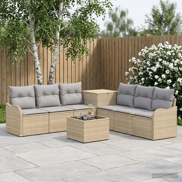 vidaXL Sofa Set 8 stk. Beige und Hellgrau 55 x 55 x 37 cm 3448069 – Bild 1