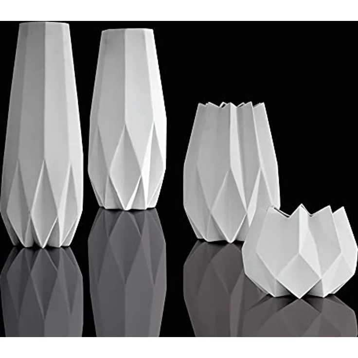 Goebel Polygono Star Vase, Porzellan, 18,5 x 18,5 x 14 cm, Weiß, modern strukturierte Dreieck-Fragmentierung – Bild 3